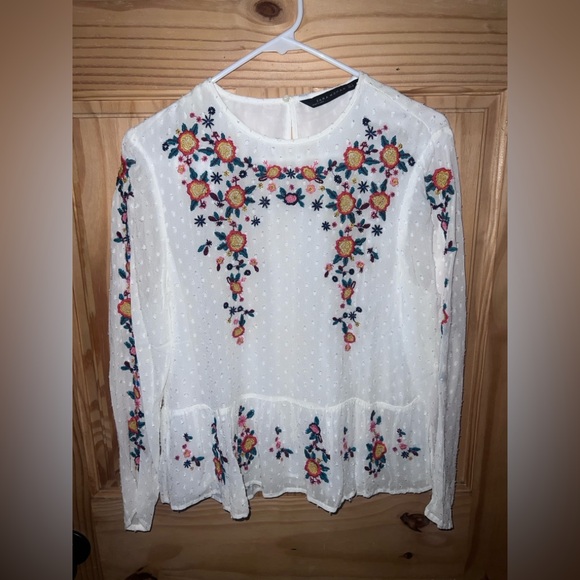 Zara Women Embroidered Shirt-size Large - Picture 1 of 6